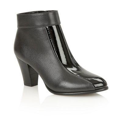 Lotus Black leather black patent 'Cedar' ankle boots